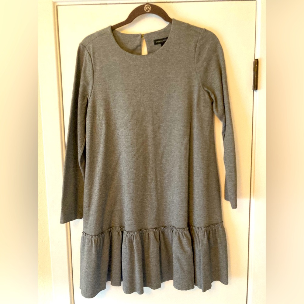 Banana Republic Gray Stretch Mini Dress with Ruffle Skirt